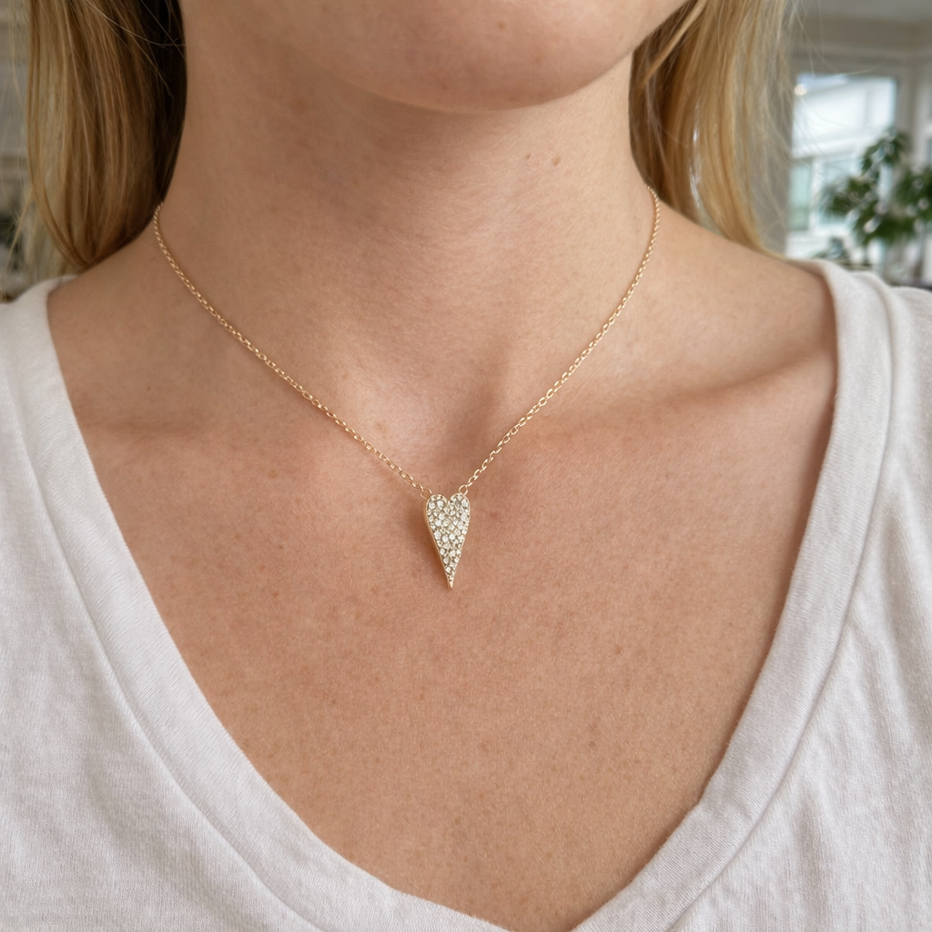 14k Solid Gold Diamond Heart Necklace. NT402989