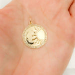 Load image into Gallery viewer, GDP26. 14K Solid Gold Diamond Round Sun and Moon Charm
