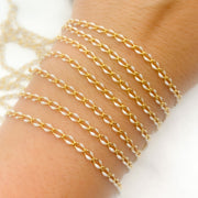 V244WTGP. Sterling Silver Gold Plated White Enamel Cable Link Chain