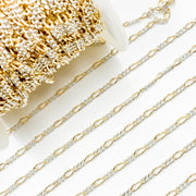 XM/3831C. 14K Gold Filled & Sterling Silver Figaro Link Chain – Long Gold, Short Silver Pattern