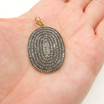 Load image into Gallery viewer, DP012. Diamond Sterling Silver Oval Pendant
