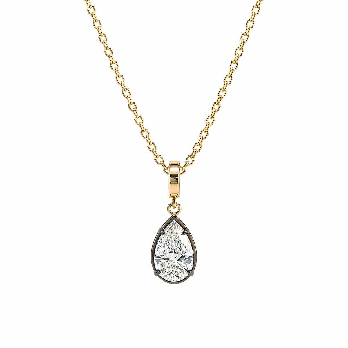 CMJ00405. 14K Solid Gold Drop-Shaped Diamond Charm