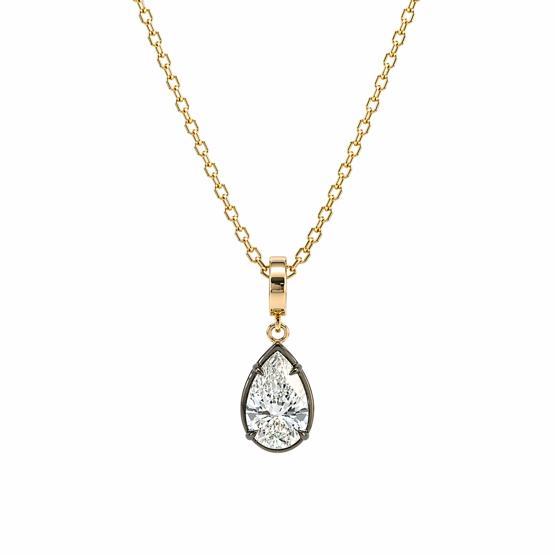 CMJ00405. 14K Solid Gold Drop-Shaped Diamond Charm