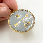 Load image into Gallery viewer, DP523A. Diamond Sterling Silver Round Enamel Pendant
