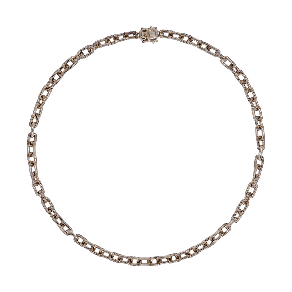 NFV72543. 14K Yellow Gold and Diamonds Elegant Paperclip Necklace