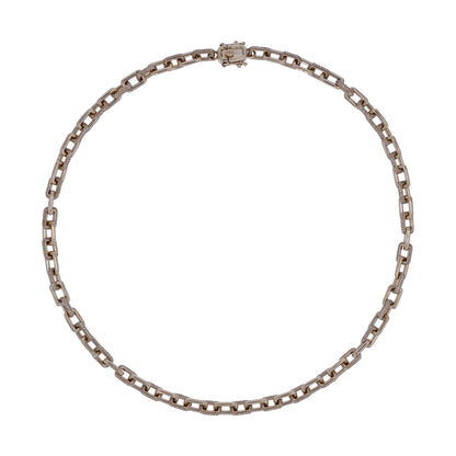 NFV72543. 14K Yellow Gold and Diamonds Elegant Paperclip Necklace