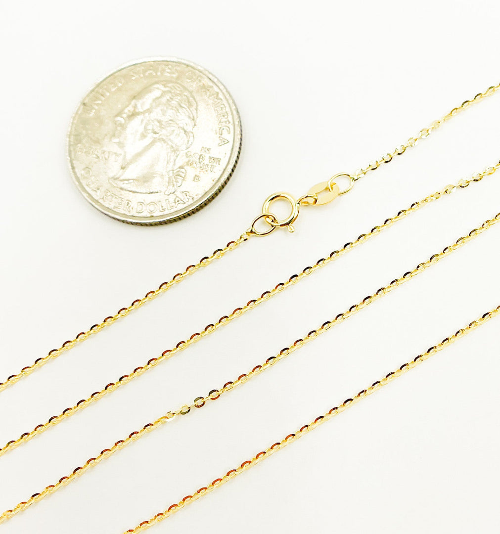 030R08BL4L024. 14K Solid Gold Flat Cable Chain