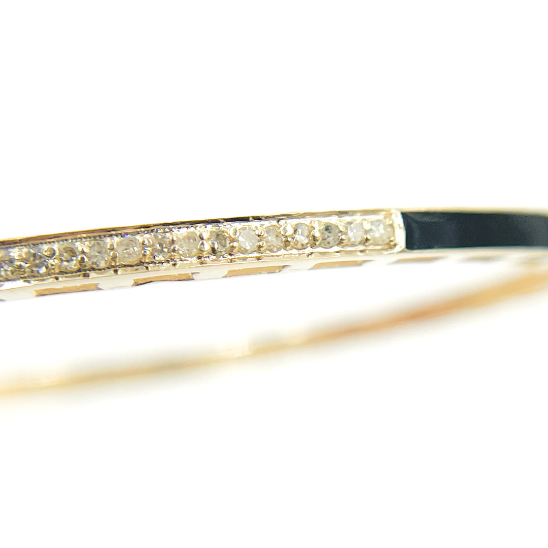 KG104. 14K Solid Gold Enamel Bangle with Diamonds
