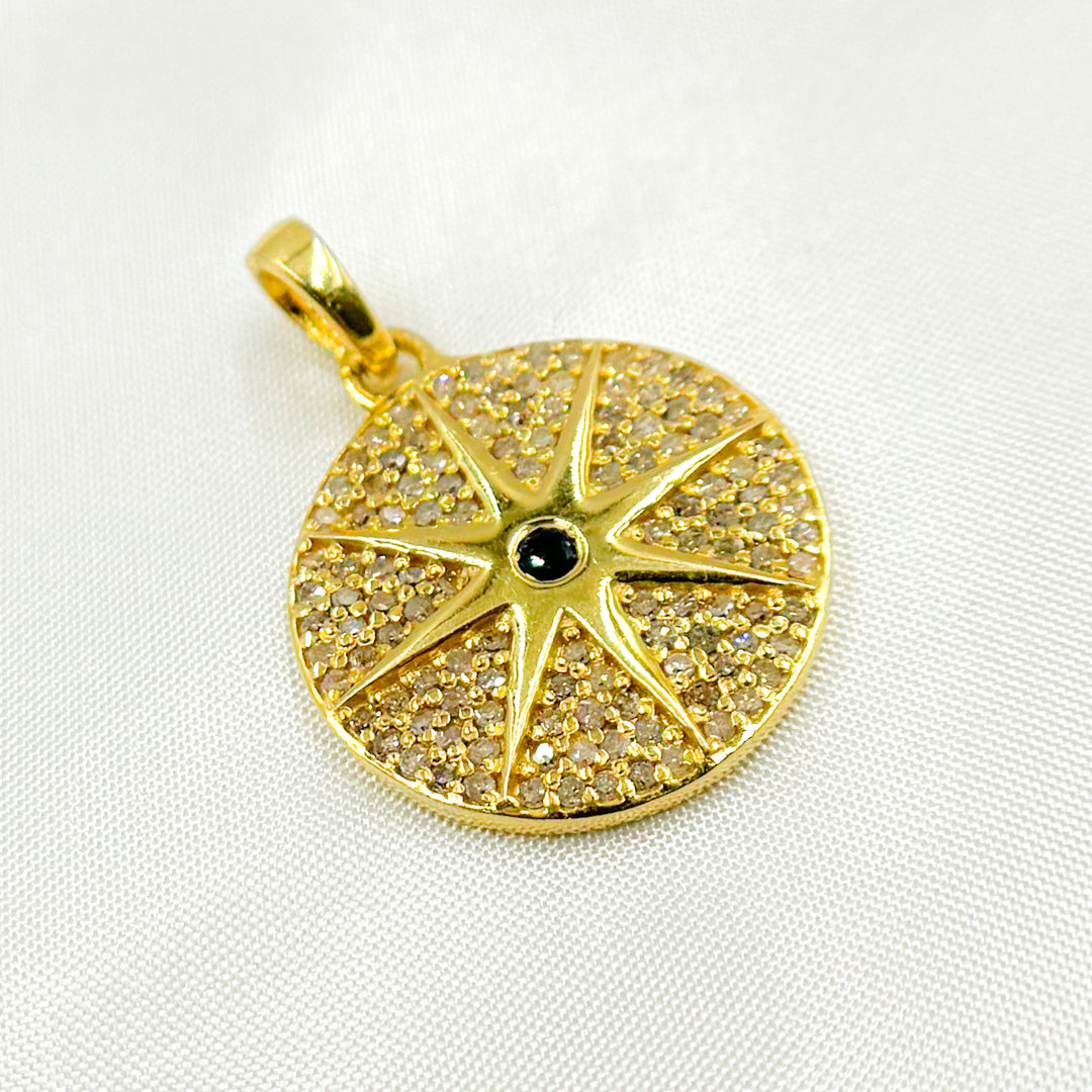 DP601. Diamond Silver Star Pendant with Gemstone