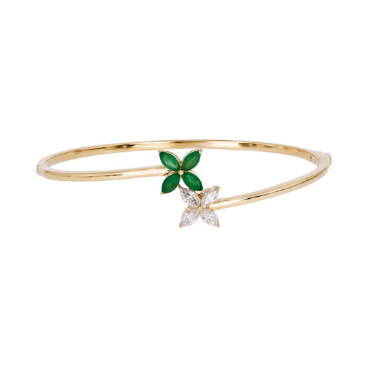 BNI68316EM. 14K Solid Gold Diamond and Gemstone Bangle