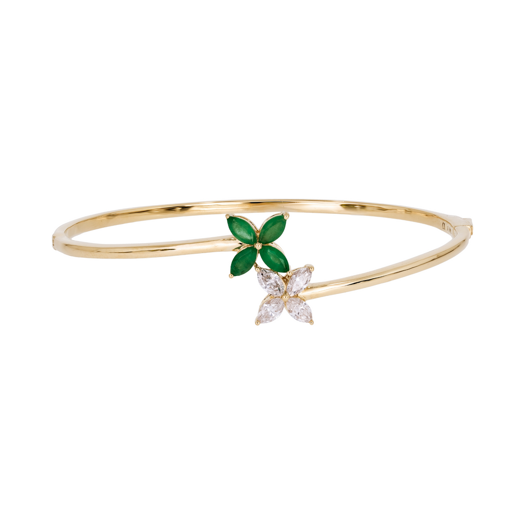 14K Solid Gold Diamond and Gemstone Bangle. BNI68316EM