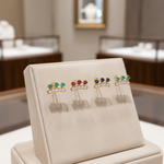 Load image into Gallery viewer, EFB53898. 14K Solid Gold Diamond and Turquoise Fancy Stud Earrings