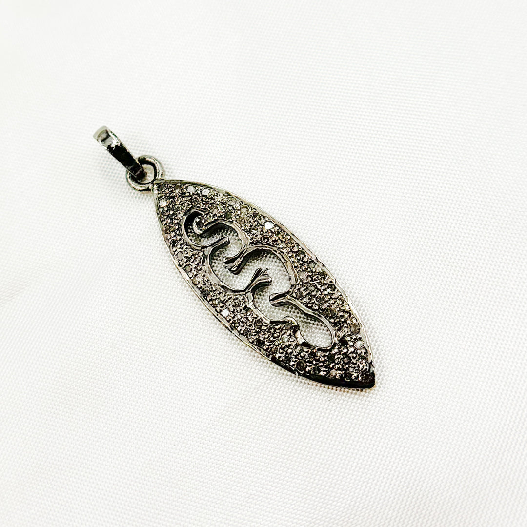 DP073. Diamond Sterling Silver Marquise Shape Snake Pendant