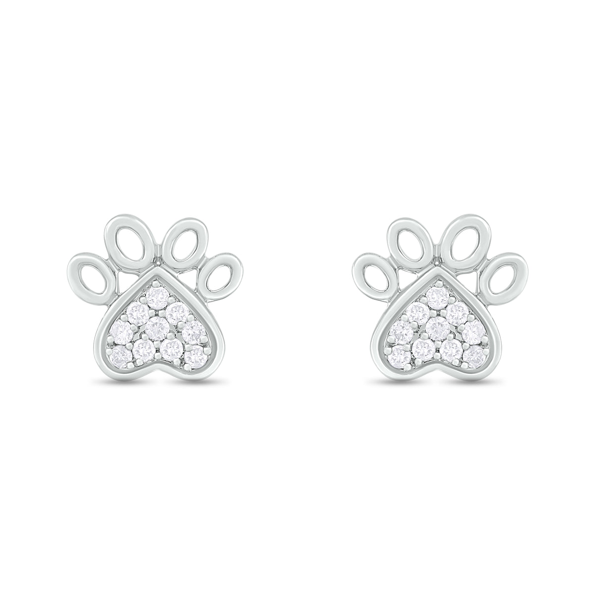 EFA54277. 14K Solid Gold Diamond Paw Studs