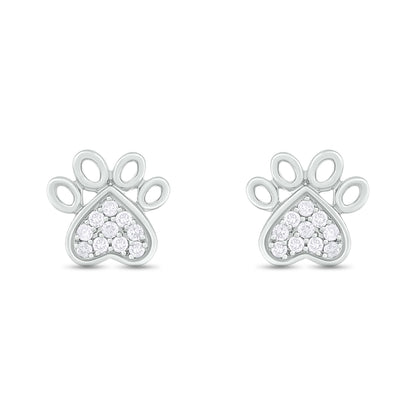 EFA54277. 14K Solid Gold Diamond Paw Studs