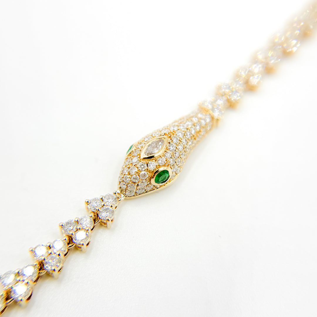 BFR60931EM. 14k Solid Gold Diamond and Emerald Bracelet
