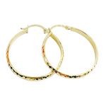 Load image into Gallery viewer, GER64. 14K Gold Diamond Cut Hollow Hoop Earrings