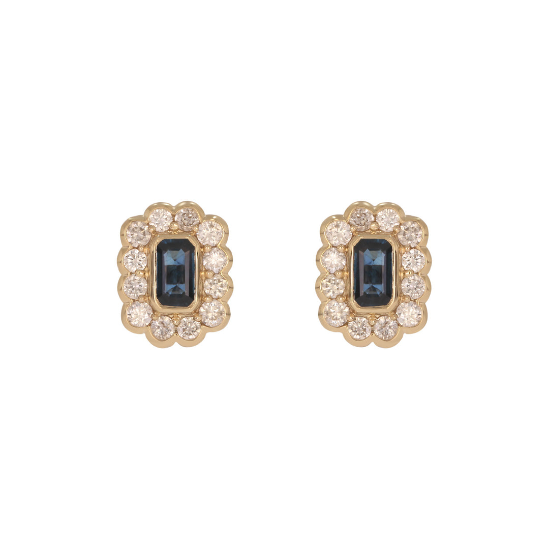 EFI54128. 14k Solid Gold Diamond and Gemstone Studs Earrings