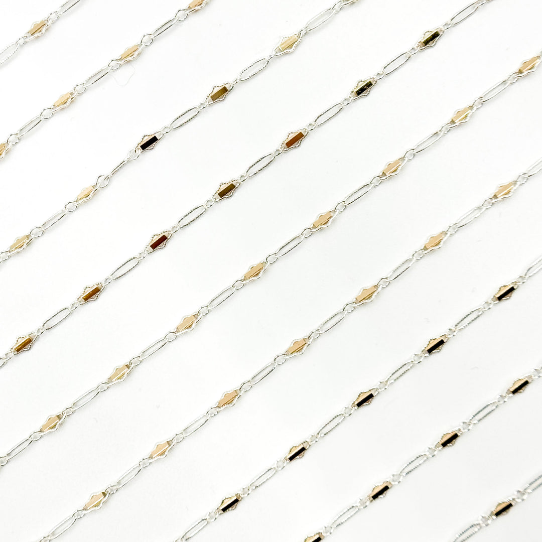 XM/901B/SP. 14K Sterling Silver and gold-filled fancy twisted oval link chain