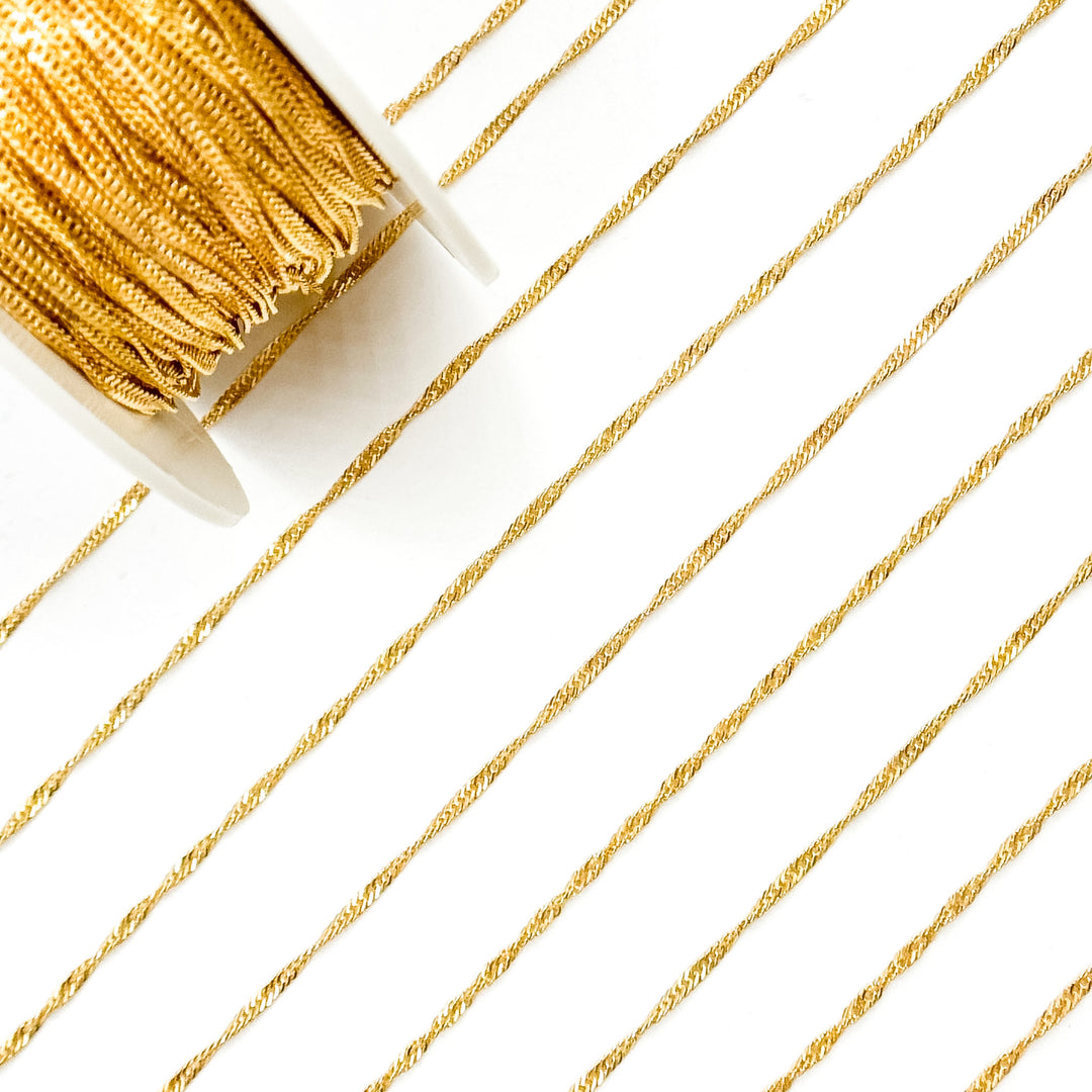V316GF. 14K Gold Filled Twisted Singapore Unfinished Chain