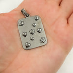 Load image into Gallery viewer, DP402. Diamond &amp; Sterling Silver Rectangle Pendant with Hearts and Stars
