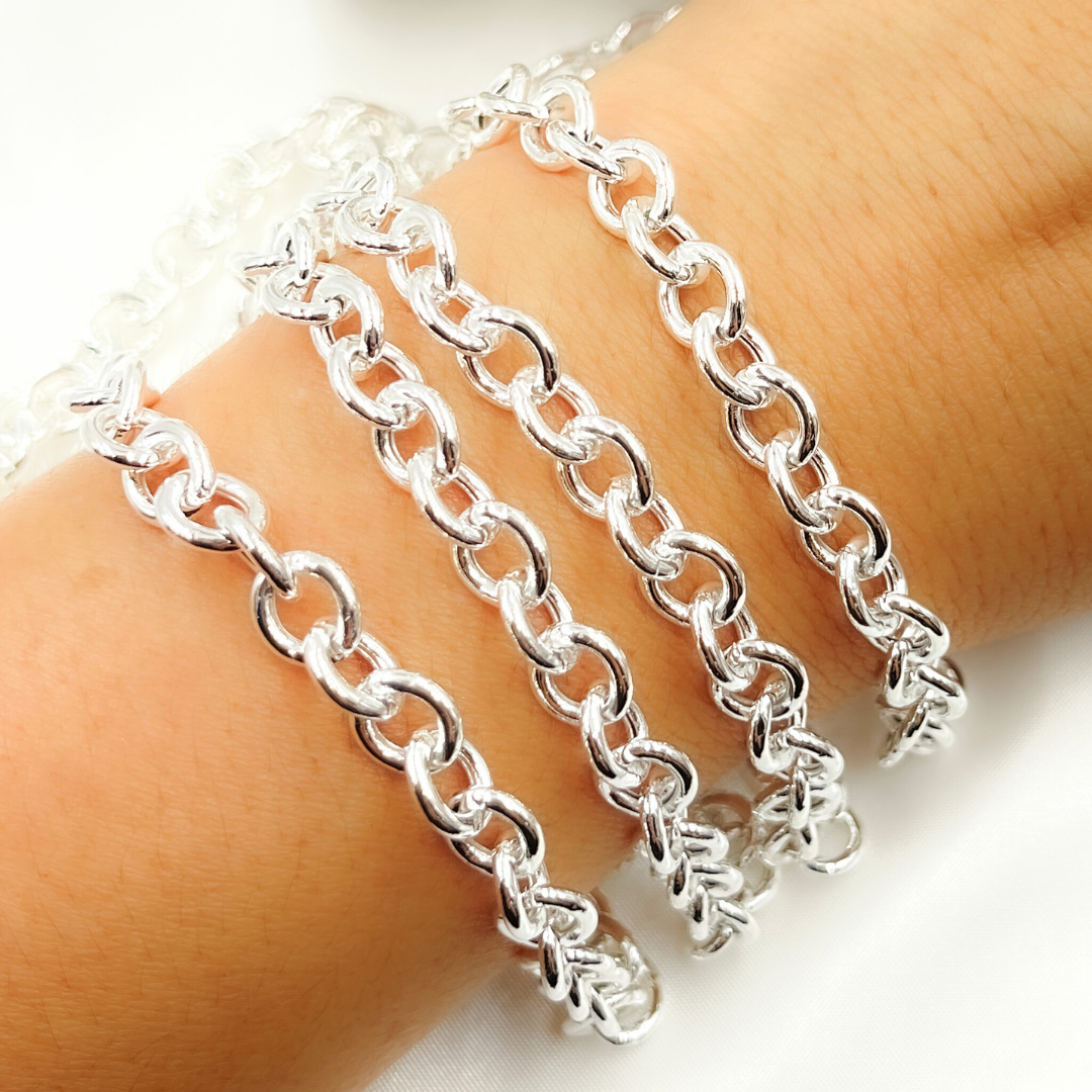 V69SS. Sterling Silver Smooth Hollow Circle Link Chain.