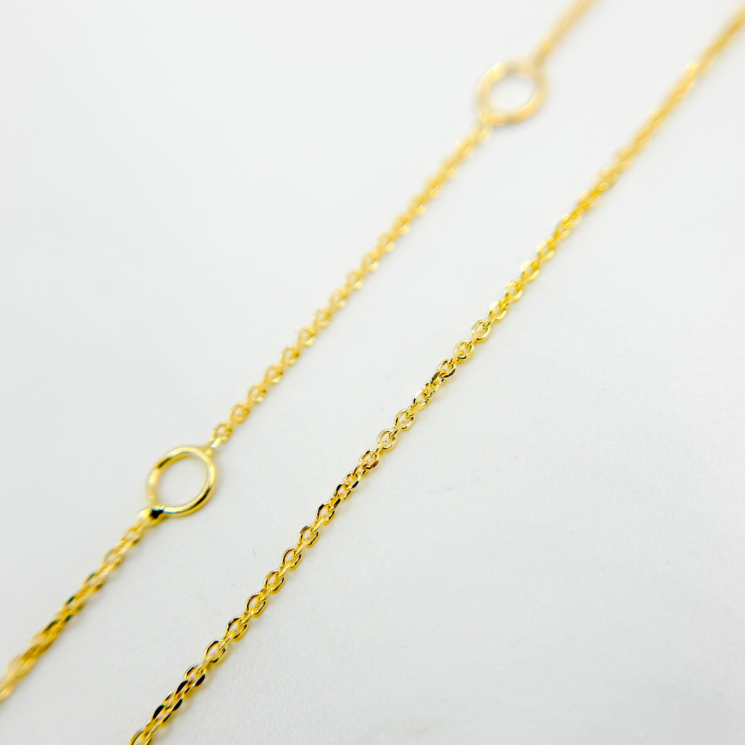 025R01T5J08018K. 18K Yellow Solid Gold Cable Chain with Extender