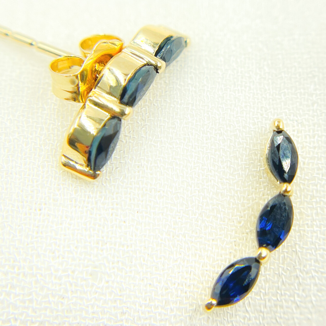 14k Solid Gold Blue Sapphire Studs. EFF51815BS