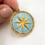 Load image into Gallery viewer, DP502A. Diamond Sterling Silver Round Star Enamel Pendant
