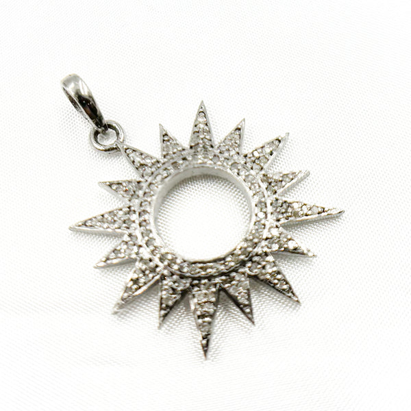 Diamond Sterling Silver Sun Pendant