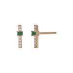 Load image into Gallery viewer, EFA54275. 14K Solid Gold Diamond and Gemstone Bar Stud Earrings