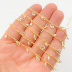 Load image into Gallery viewer, PRL14. Sterling Silver Gold Plated Pearl &amp; CZ Dangle Wire Chain