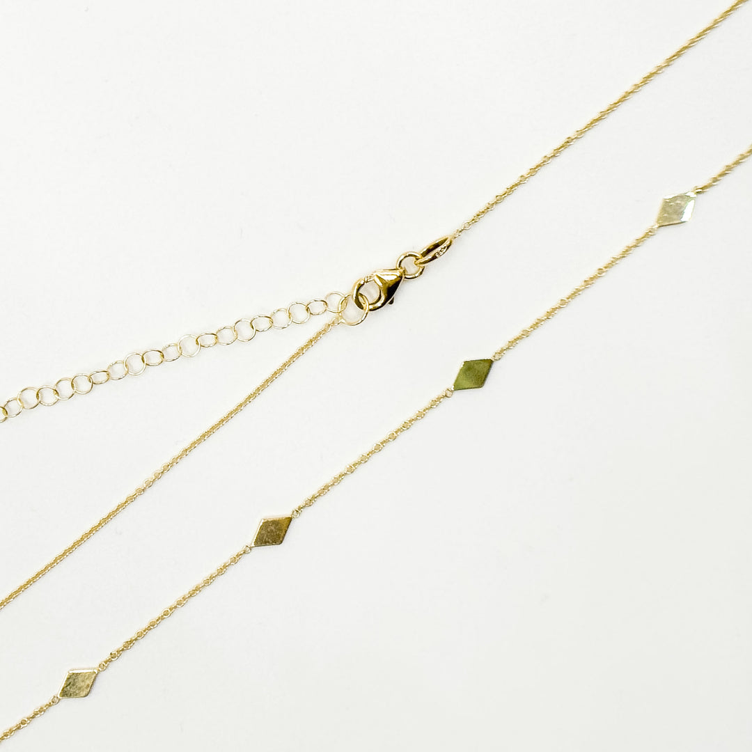 NK/BR5085. 14k Solid Yellow Gold Rhomb Link Necklace