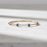 Load image into Gallery viewer, BNJ68672BS. 14K Solid Gold Diamond &amp; Blue Sapphire Bangle