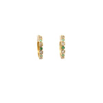 Load image into Gallery viewer, 14k Solid Gold Diamond and Emerald Hoops.  EHC56723EM
