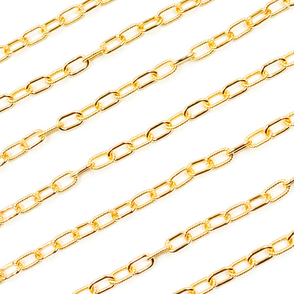 40061P1TGF. 14k Gold Filled Elongated Cable Twisted and Plain Link Chain