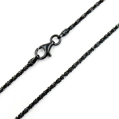 MAR30BR. Black Rhodium Sterling Silver Popcorn Finish Necklace