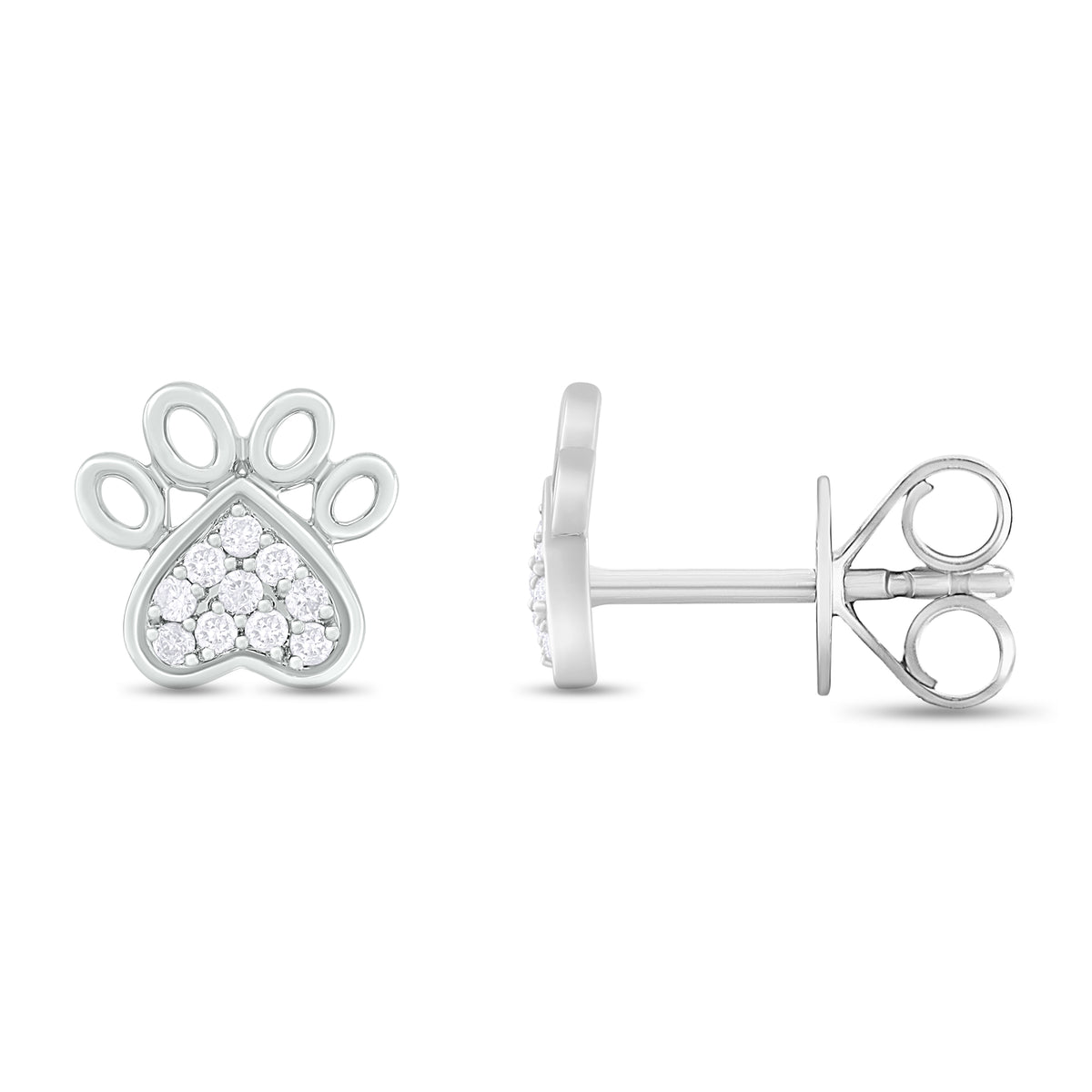 EFA54277. 14K Solid Gold Diamond Paw Studs