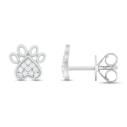 EFA54277. 14K Solid Gold Diamond Paw Studs
