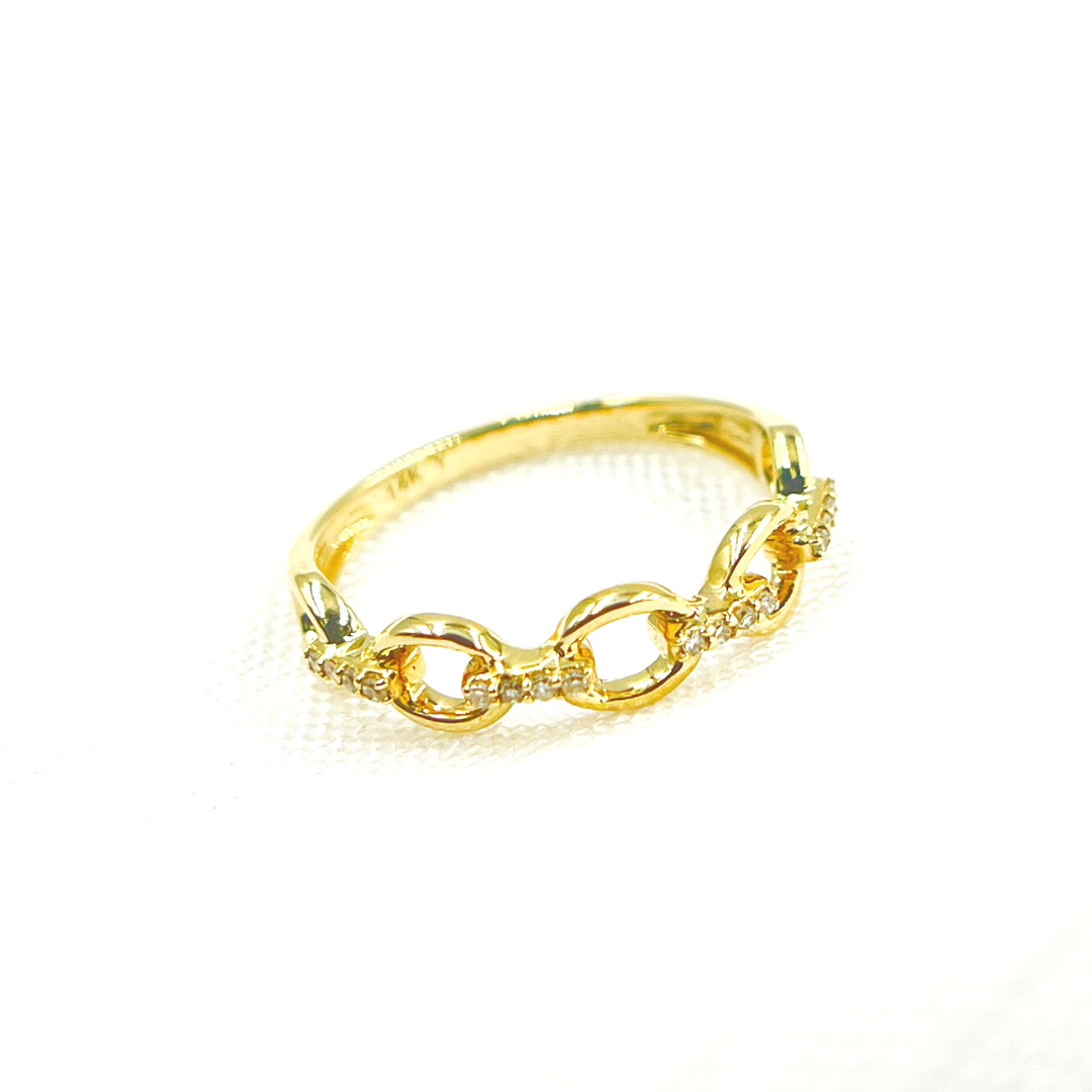 14K Solid Gold Diamond Chain Ring. RFA17125