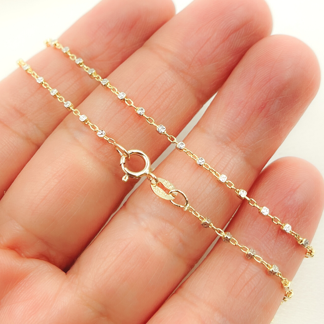 029R02S0QT4P5B958. 14K Solid Yellow Gold Satellite Cubes Chains