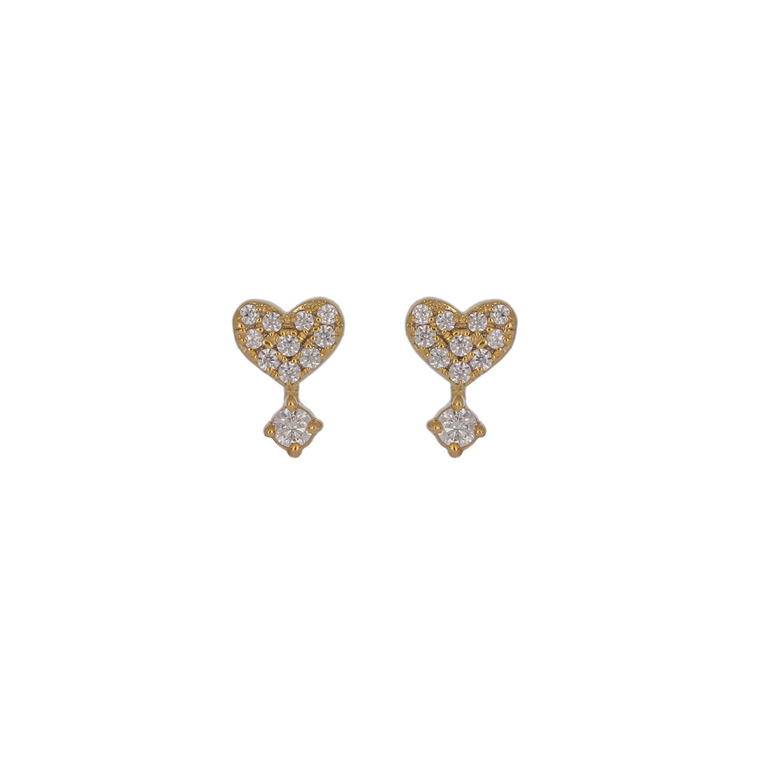 EFB54278. 14K Solid Gold Diamond Heart Stud Earrings