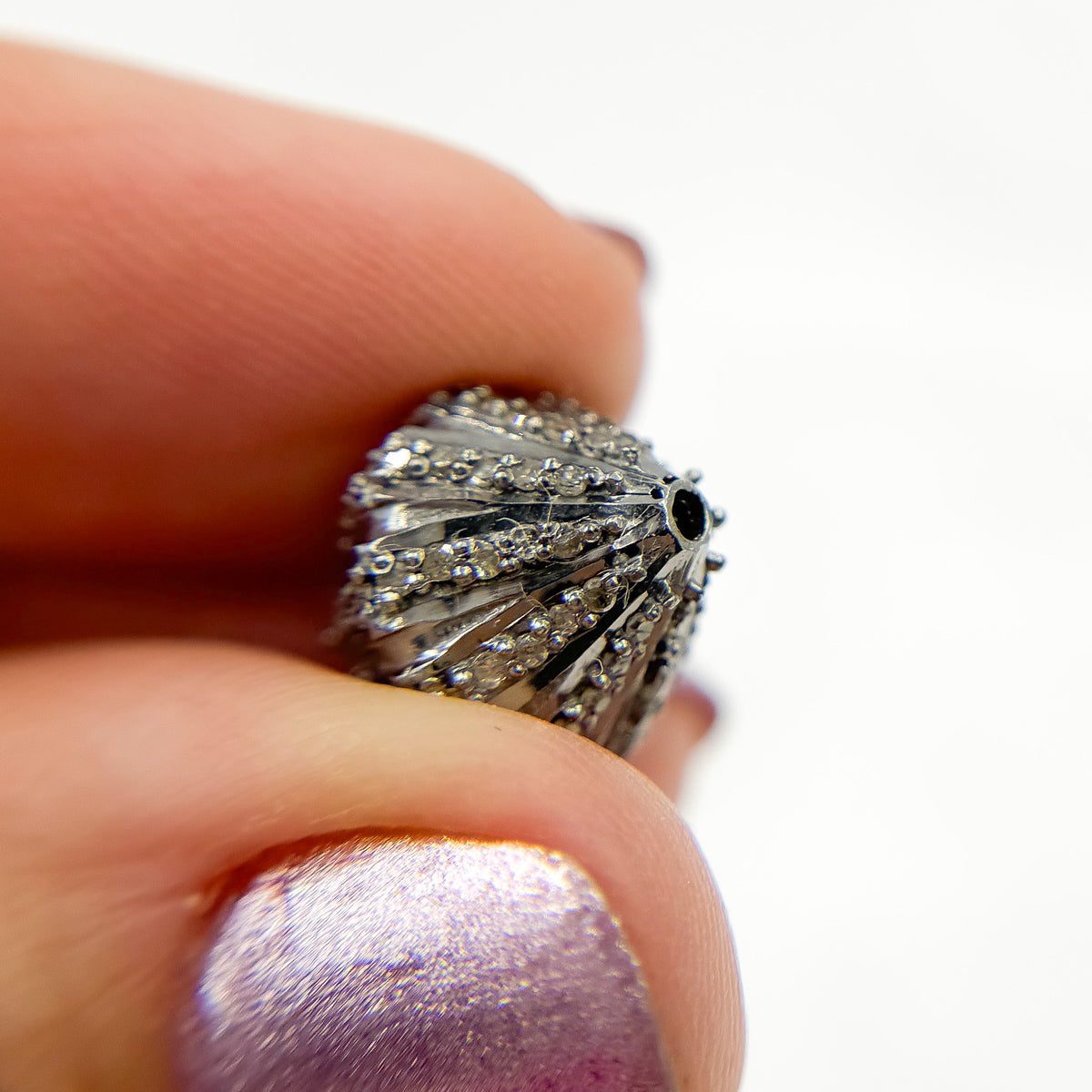 DC599. Diamond & Sterling Silver Rhombus Shape Bead