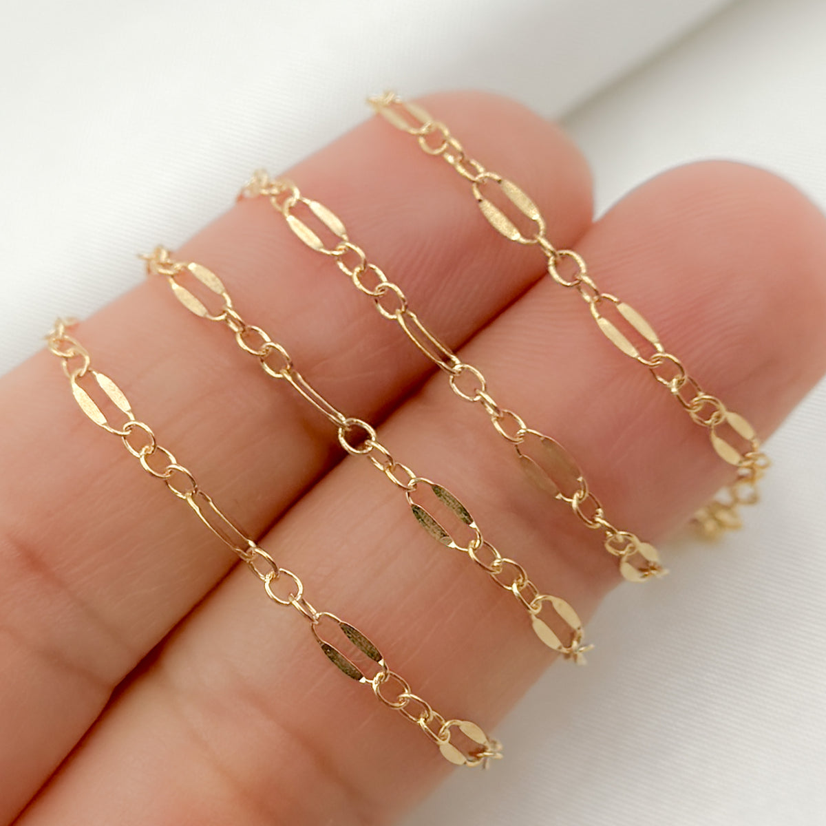 14K Gold-Filled Flat Marina and Cable Links Necklace.