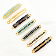 Diamond Sterling Silver Rectangle Enamel Connector