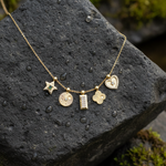 Load image into Gallery viewer, NFG72139. 14K Solid Gold Diamond Dangle Multi Shapes Fancy Necklace