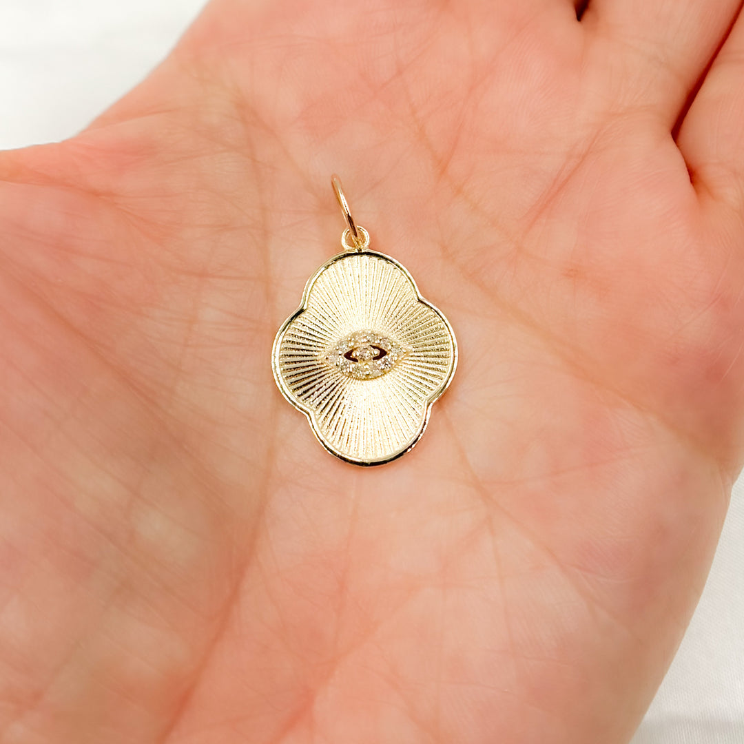 GDP156. 14K Solid Gold Diamond Organic Shape Eye Charm