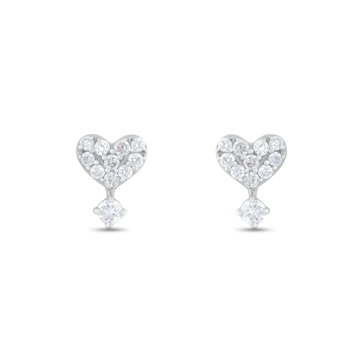 ER421146. 14K Solid Gold Diamond Heart Studs