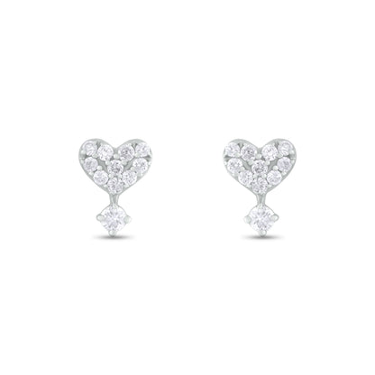 ER421146. 14K Solid Gold Diamond Heart Studs