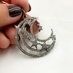 Load image into Gallery viewer, DP079. Diamond Sterling Silver Moon and Star Pendant
